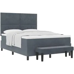 vidaXL, Boxspringbett, Boxspringbett mit Matratze & Bank Dunkelgrau 160x200 cm Samt (160 x 200 cm)