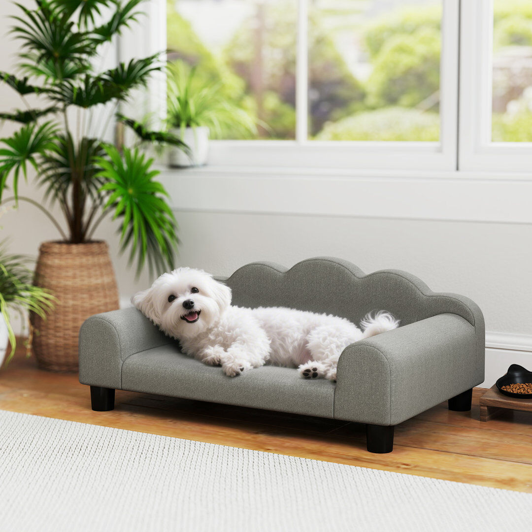 PawHut Dog Sofa Bed Cat Sofa with Backrest Armrest for Small Dogs Grey Extra Small (1 - 10 lbs)