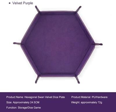 Smart Shopping Spot Hexagonal Leather Dice Tray With Storage Box PU Velvet Board Game Accessories purple