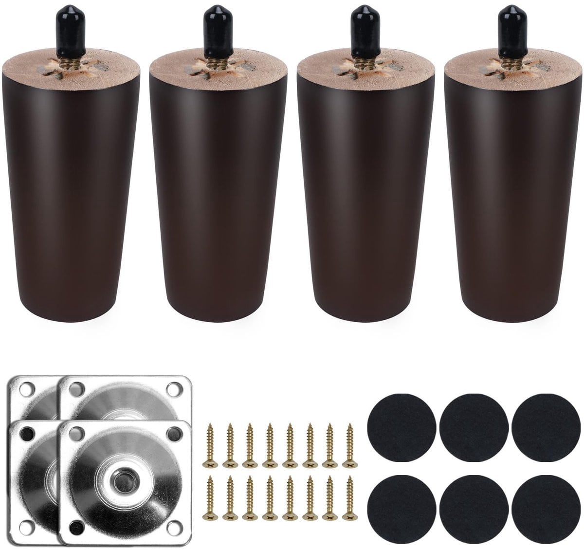 Elzusha Set van 4 Tafelpoten Walnoot Kleur - Hoogte: 12 cm