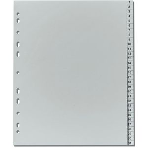 Böttcher-AG Register Premium, A4 Überbreite, 1-31, Kunststoff, 31-teilig, extra strapazierfähig, grau