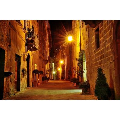 Fototapete PAPERMOON "Altstadt bei Nacht", bunt, B:4m L:2,6m, Vlies, Tapeten