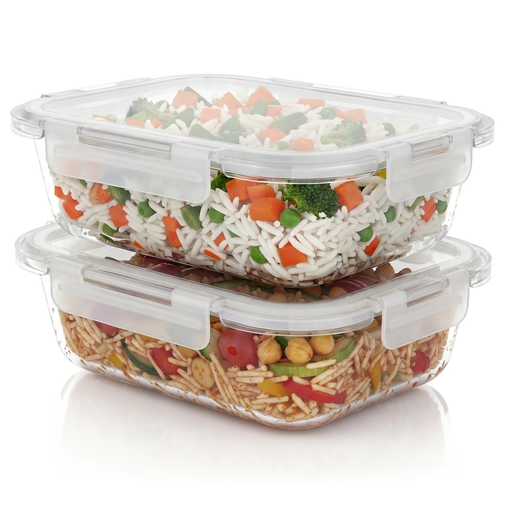 Arendo Frischhaltedose, Lunchbox rechteckig, lebensmittelecht, gefrier- & spülmaschinenfest, transparent