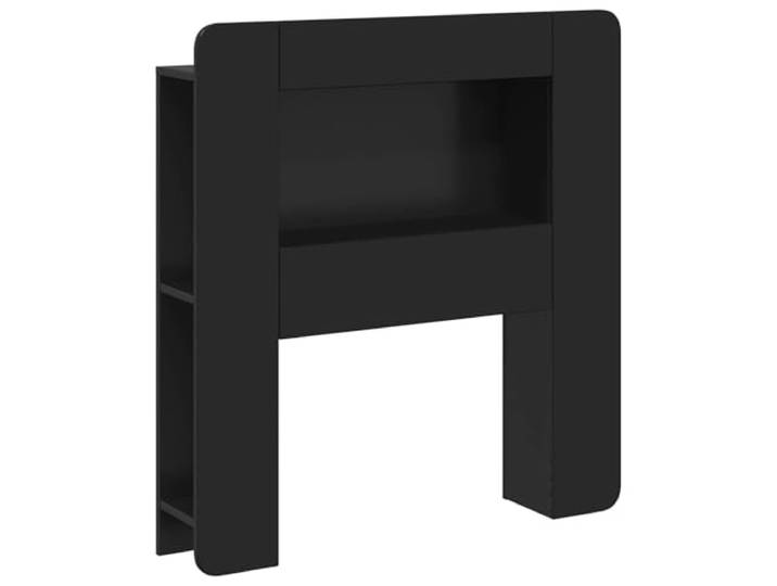 GHVBNMF Kopfteilschrank Schwarz 93,5x18,5x100 cm Holzwerkstoff Schlankes Schlafzimmer Regal mit vertikalen Fächern und Ablagefläche für Dekoration und Bücher am Bett.