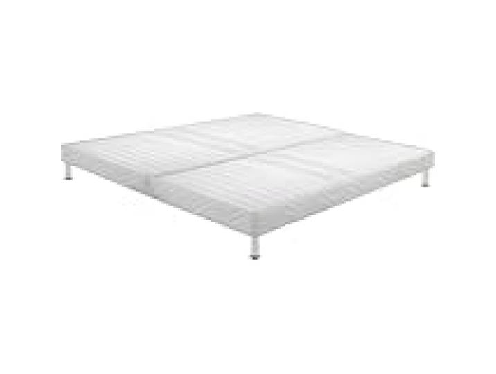 Sommier tapissier + jeu de pieds 90+90x200 Omega blanc 18 lattes