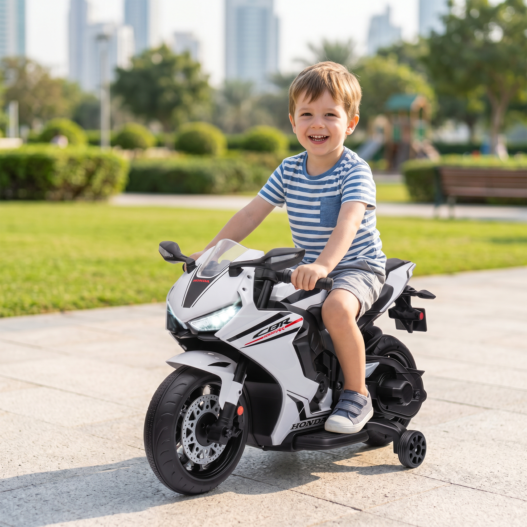 Homcom Moto Elettrica per Bambini con Licenza HONDA, Batteria 6V Ricaricabile, Velocità 3km/h, Bianco
