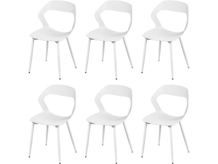 WOLTU Lot de 6 Chaises de Salle à Manger，Chaises de Cuisine Modernes avec Dossier Ajouré pour Salon Chambre Bureau，Blanc