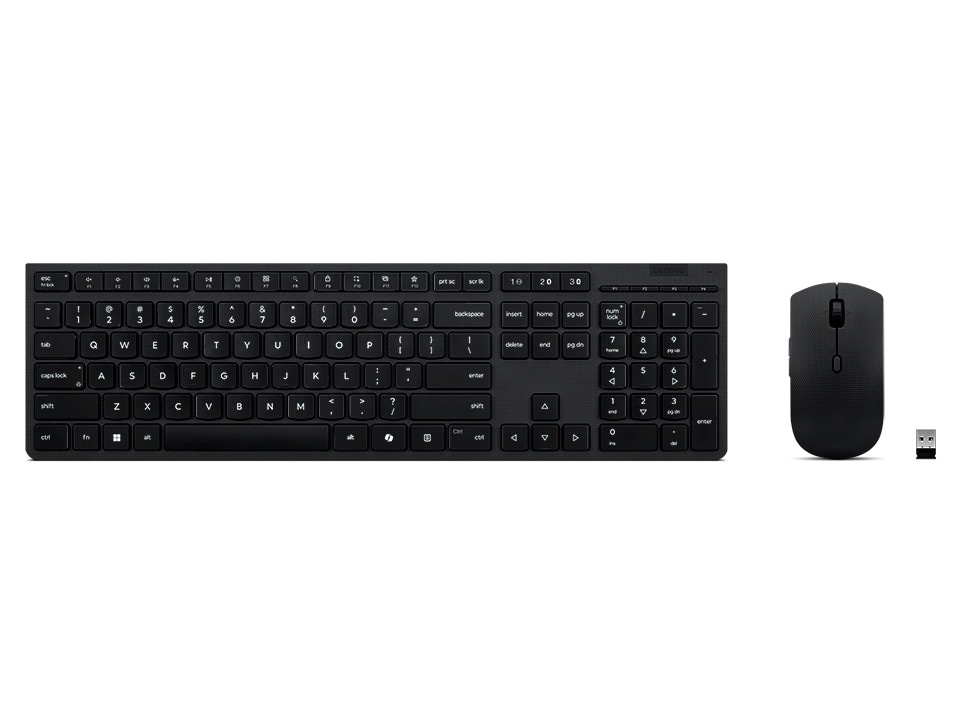 Lenovo Professional Combo Schwarz Maus-Tastaturkombination, kabellos, wiederaufladbar, Bluetooth, 2.4 Ghz Empfänger