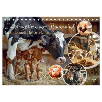 Lieblingstiere vom Bauernhof (Tischkalender 2027 DIN A5 quer), CALVENDO Monatskalender