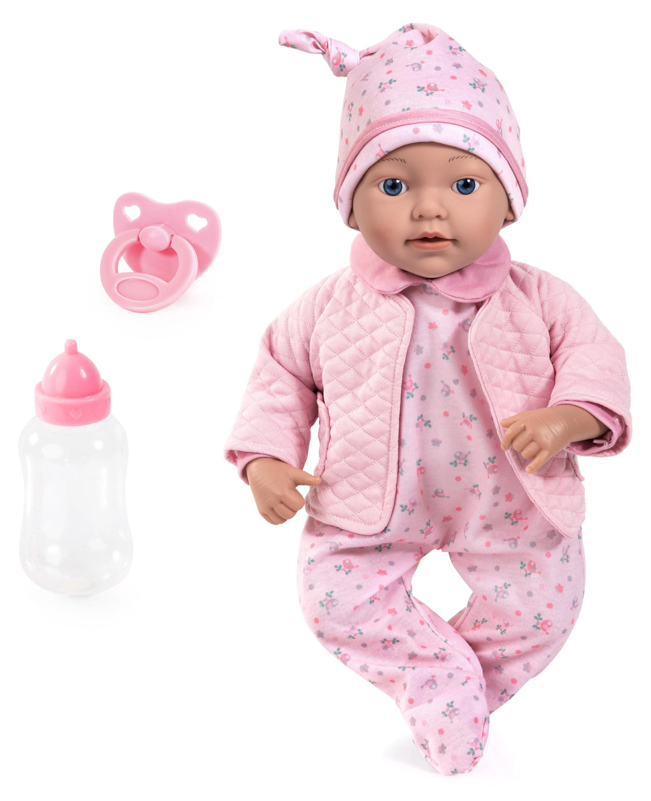 Bayer Design 93827AF Levensechte babypop met fopspeen en fles, 38 cm