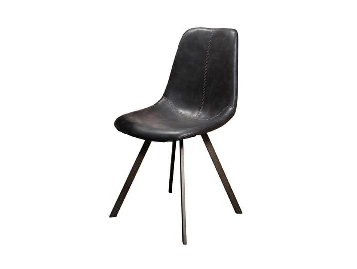 Vintagehaus Esszimmerstuhl Stuhl Esszimmerstuhl Zig Zag Industrial Lederlook Anthrazit