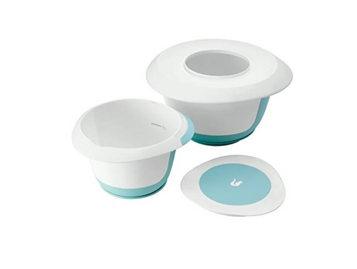 keeeper Rührschüsselset 4-in-1, Mit Spritzschutz, Teigschaber, Saugnapf und Anti-Rutsch-Oberfläche, Kunststoff, Marla, Mintgrün/Weiß