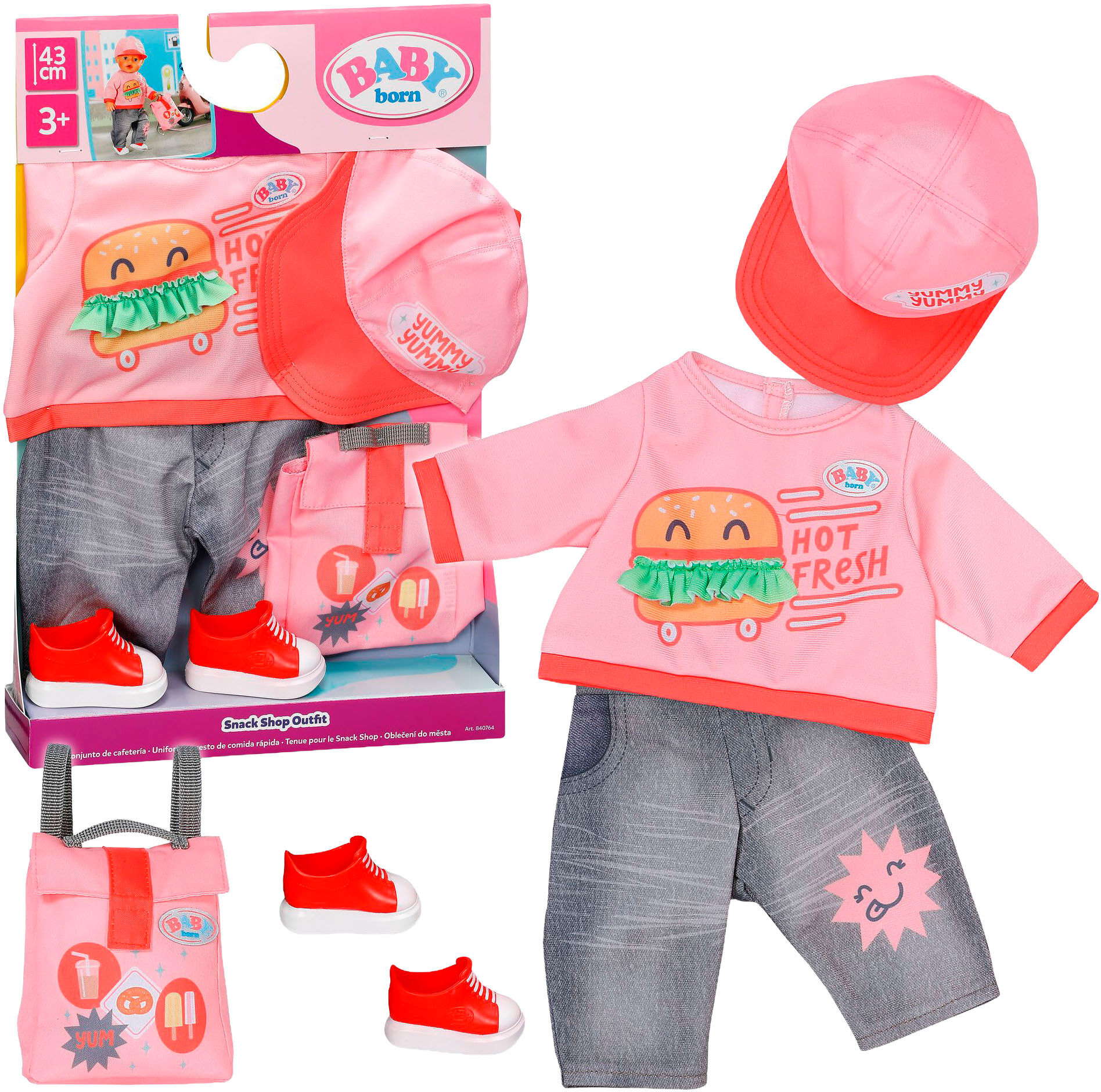 Puppenkleidung BABY BORN "Snack Shop Outfit, 43cm", pink (bunt), Puppenkleidung, Kinder, Puppenkleidung