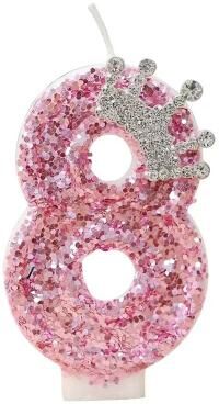 Uplifted Finds Pink Crown Numeral Birthday Candle Creative Princess Party Cake Topper Decoration 8
