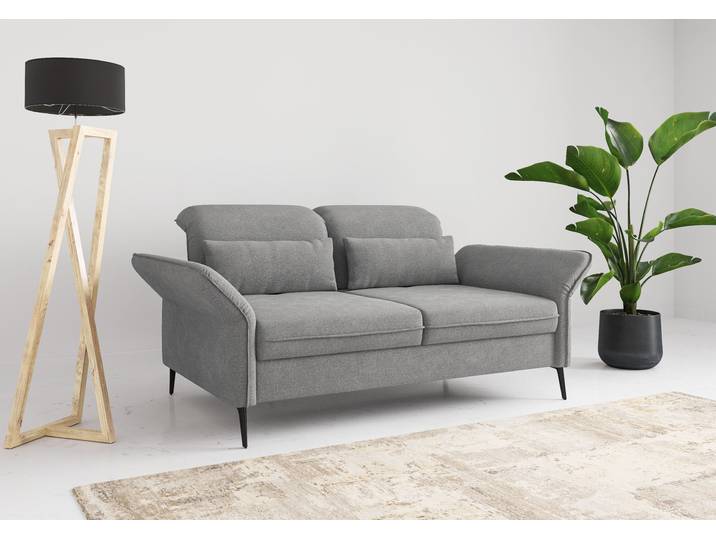 3-Sitzer Sofa, Luxus-Microfaser, Grau, 199×123×92 cm, Sitztiefenverstellung, sit&more