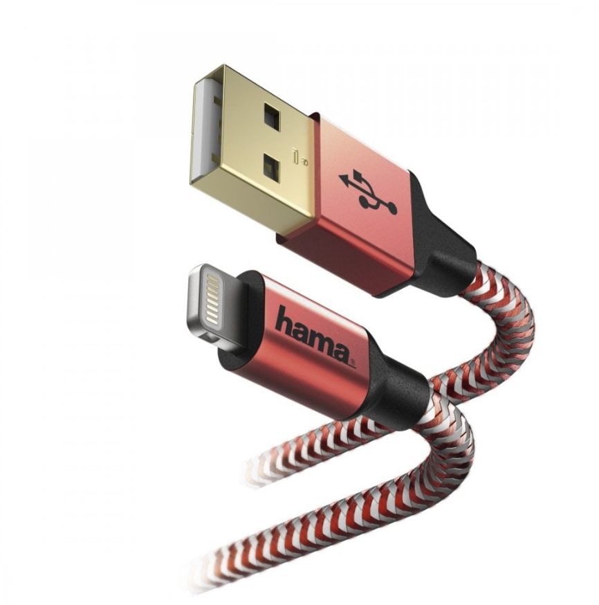 Hama Stecker Lightning auf USB C 1,5 m 183310 Reflective (Rot) 00183310
