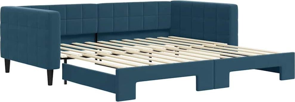 vidaXL Uitschuibaar dagbed in blauw fluweel, 100 x 200 cm