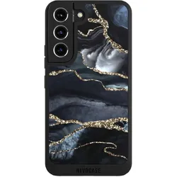 Nivocase Handyhülle für Samsung Galaxy S22 Hülle NIVOpure Case Schwarz Glitzer Look Marmor Trends (Samsung Galaxy S22), Smartphone Hülle, Schwarz
