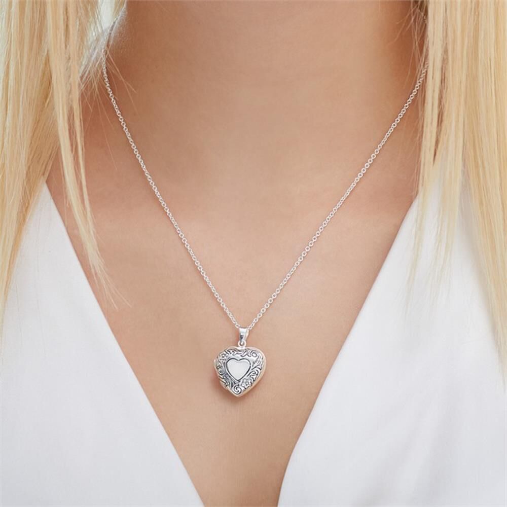 Unique Kette und Herzmedaillon aus Sterlingsilber gravierbar silber