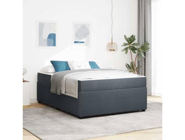 YUOTYRKTEJRSG Stoffbezug Modernes Design Bettrahmen 160 x 200 cm Grau Bettrahmen mit Matratze Dunkelgrau 160 x 200 cm Stoff Doppelbett Gestell mit Lattenrost Taschenfederkern Matratze Mittel Fest