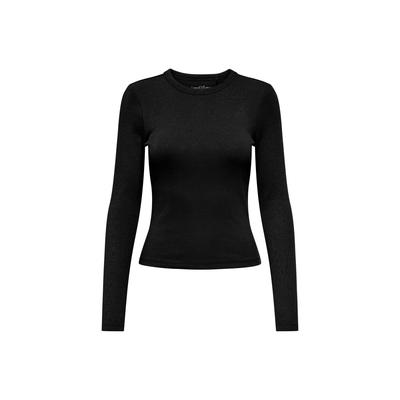 Longsleeve ONLY "Longsleeve NLVAL O-NECKT SWEAT 1er Pack", Damen, Gr. L, schwarz, Obermaterial: 95% Baumwolle CO. 5% Elasthan EL., Shirts