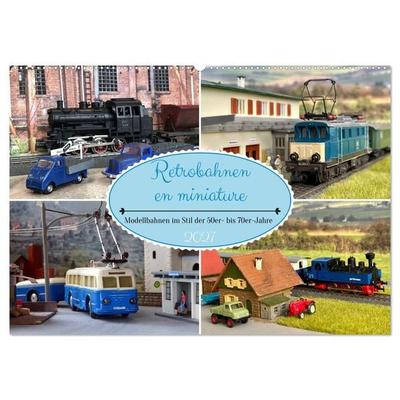 Retrobahnen en miniature (Wandkalender 2027 DIN A2 quer), CALVENDO Monatskalender