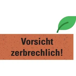 Aufkleber I Warnetikett Vorsicht zerbrechlich!, rot, Graspapier, selbstklebend, 147x50mm, 6/Bogen