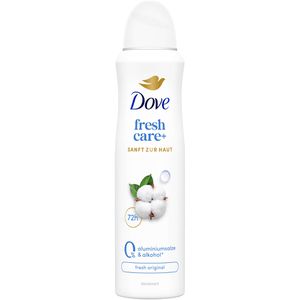 Dove Deodorant fresh care+ fresh original, Spray, unisex, 72h Schutz, ohne Aluminium und Ethylalkohol, 150 ml