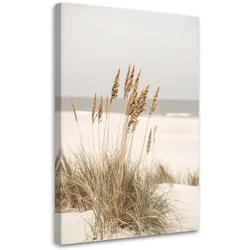 LEINWANDBILD Strand Meer Pflanzen Natur beige 80x120cm