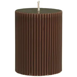 IB Laursen Stumpenkerze gerillt, Höhe 9, Ø 6.8 cm, hazelnut