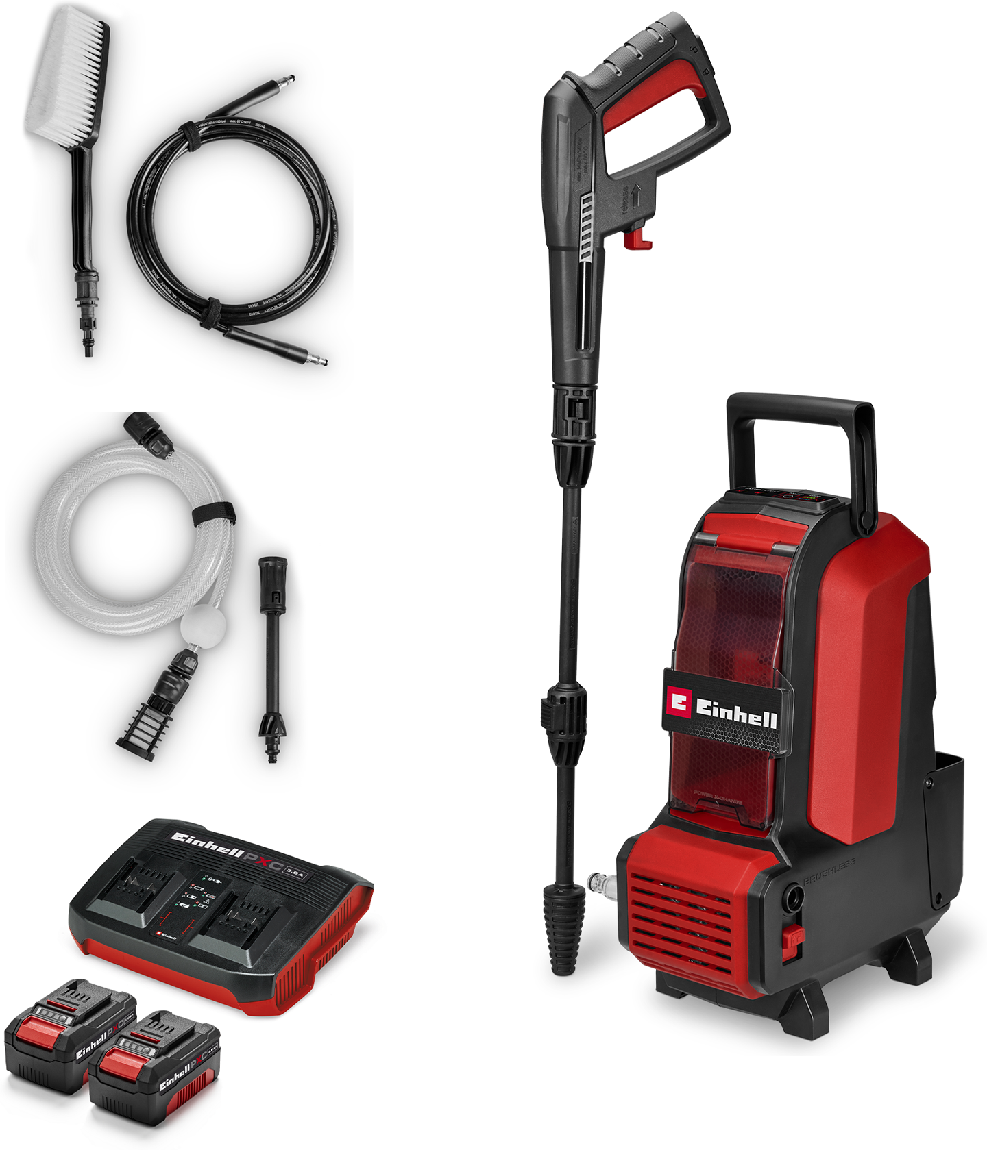 Akku-Hochdruckreiniger EINHELL "HYPRESSO 36/105 (2x4,0 Ah)", rot, schwarz, B:23cm H:44,5cm L:31cm, Kunststoff, Hochdruckreiniger, Akku-Hochdruckreiniger, inkl. Akku und Ladegerät