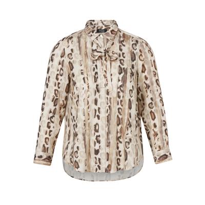 Klassische Bluse FRAPP "FRAPP Bluse", Damen, Gr. 54, braun (sand multicolor), regular fit, Blusen Bluse, Große Größen
