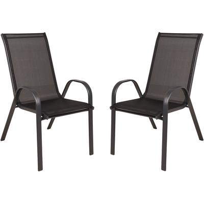 Stapelstuhl GARDEN PLEASURE "RIONA", anthrazit, anthrazit, schwarz, B:55cm H:94cm T:73cm, Kunststoff, Polyester, Stahl, Stühle, Stapelstuhl, leicht montierbar