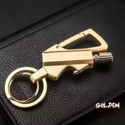 Inspire Daily Merch Outdoor Portable Keychain Bottle Opener With Waterproof Metal Igniter gold