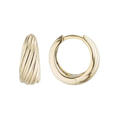 Paar Creolen JOBO "Ohrringe geriffelt 16 mm", gold (vergoldet), Ohrringe, Damen, 16,4mm, Silber 925 (Sterlingsilber), 925 Silber rhodiniert oder vergoldet