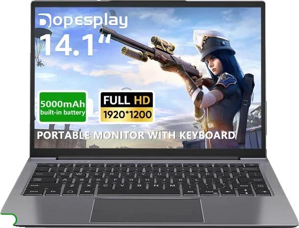 Tragbarer Lapdock-Monitor, 14 Zoll, 1920 x 1200 Auflösung, IPS-Panel, 5000mAh Akku, 3 ms Reaktionszeit