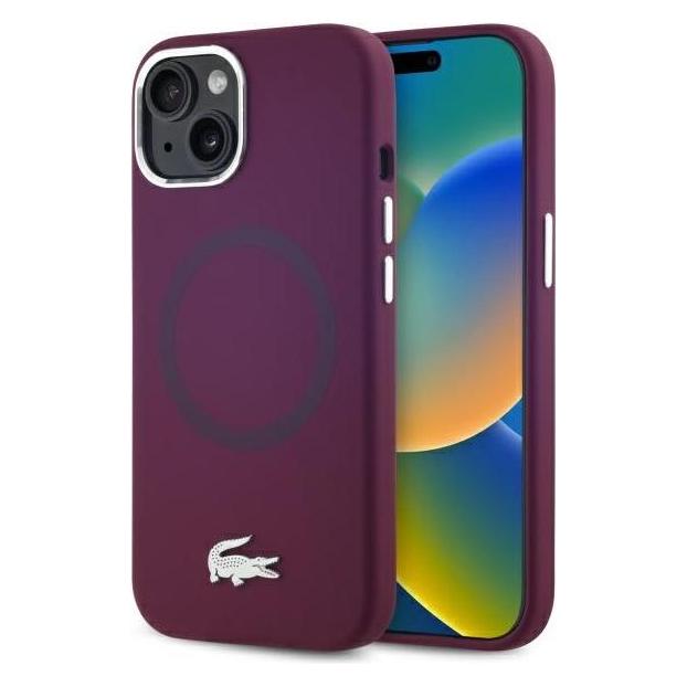 Lacoste LCHMP15SSMAR iPhone 15 6.1" bordeaux hardcase Silicone Croco Logo MagSafe (Apple iPhone 15) (53199111)