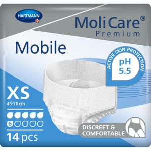 Hartmann Inkontinenz-Pants MoliCare Mobile, Unisex, Größe XS (45-70cm), Einweg, 6 Tropfen, 14 Stück