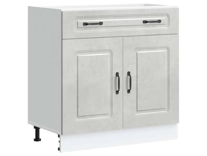 fsahslih Küchenunterschrank 80x46x81,5 cm Kalmar Betongrau Praktischer Beistellschrank für die Küche mit verstellbaren Füßen, geräumiger Schublade und robuster Pflegeleichtigkeit.