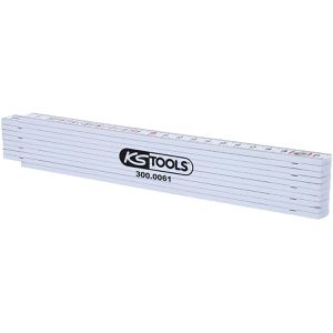 KS-Tools Zollstock 300.0061, Kunststoff, 2m, Gliedermaßstab, weiß