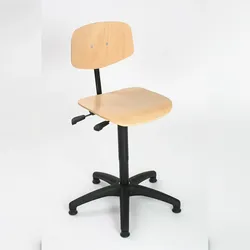PROREGAL Arbeitsstuhl Arlington, kleiner Rückenlehne, Sitzneigeverstellung, Sitzhöhe 42-61cm, Buche, Kunststoff-Fußkreuz, Gleiter