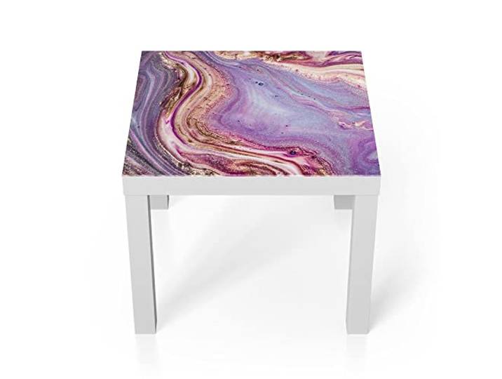 DEQORI Glastisch weiß klein 55x55 cm Motiv Lebhaftes Paisleymuster ausgefallener Beistelltisch aus Glas Hochglanz Couchtisch fürs Wohnzimmer moderner Couch Tisch mit Design