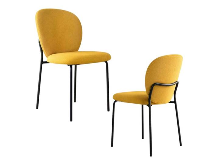 Chaise en tissu moutarde au design arrondi (lot de 2)