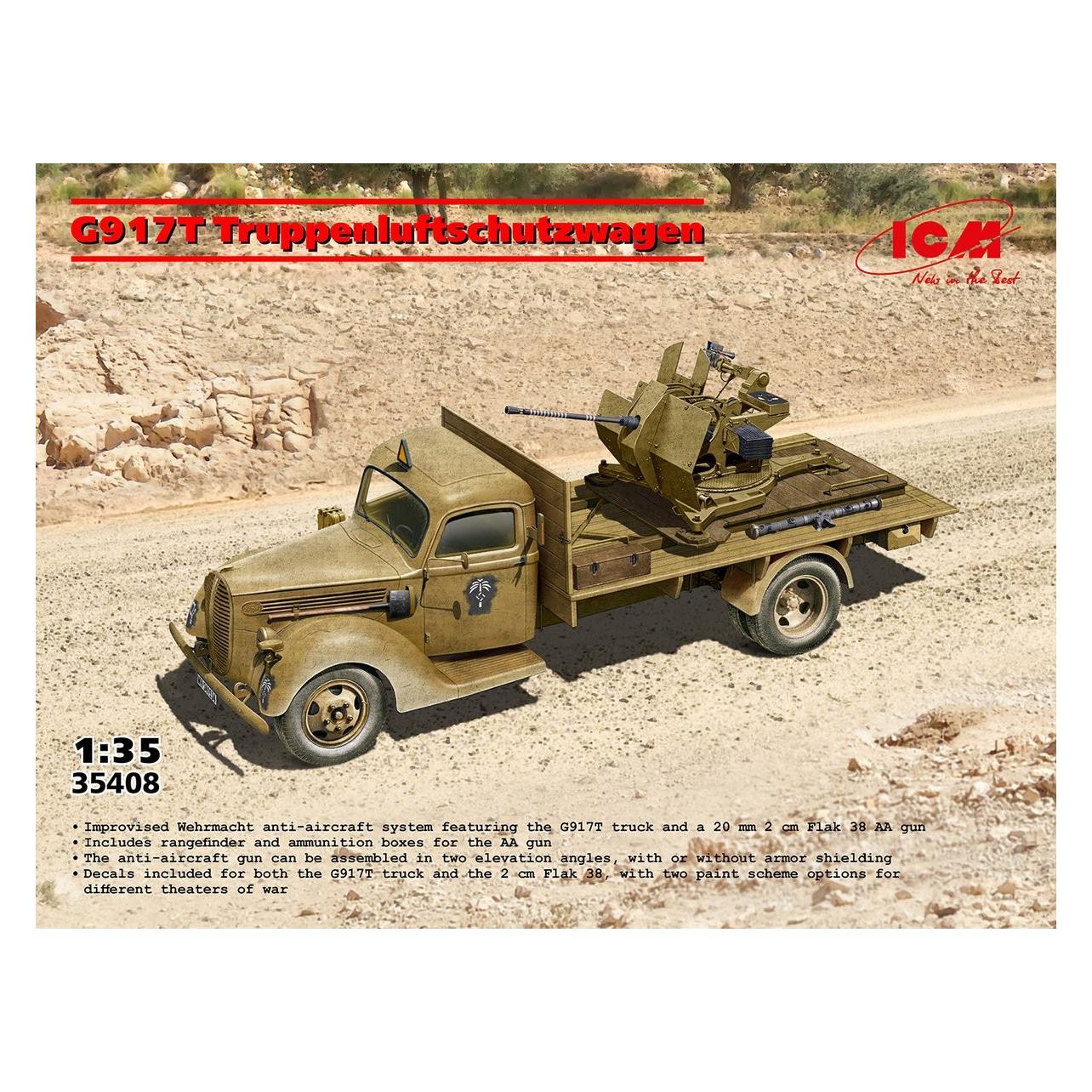 ICM Ford G917T Veicolo Antiaereo Truppe con Cannone Antiaereo 2 cm Flak 38 (35408)