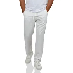 DENIMFY Leinenhose Herren lang Sommer Elastischer Bund Regular Fit DFDylan - Black - S