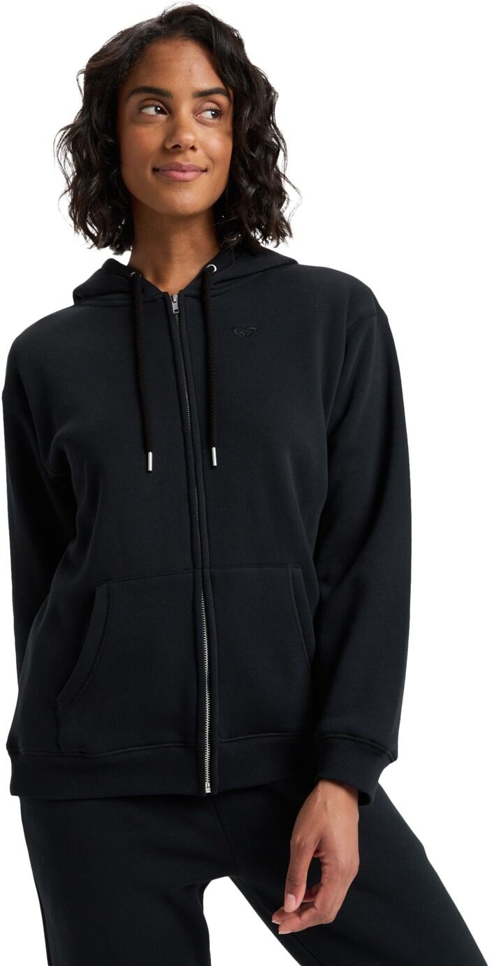 Hoodie ROXY "Surf Stoked Zipped Brushed", Damen, Gr. M, schwarz (anthrazit), Obermaterial: 60% Baumwolle, 40% Polyester., Sweatshirts Hoodie anthrazit M