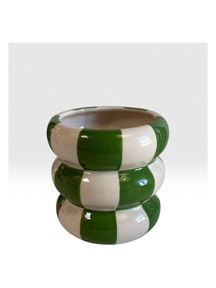 Ornami Vase in Grün/ Weiß - (H)10,8 x Ø 10,7 cm - onesize