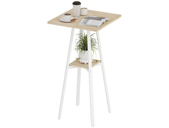 Mange-debout - Table de bar carrée pour 2 personnes table haute cuisine mange-debout avec étagère 55 x 55 x 95 cm naturel et