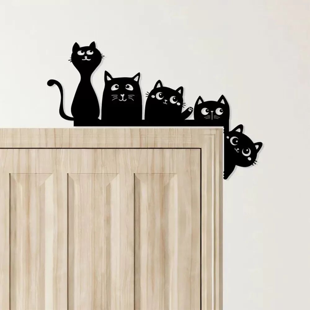 INF Décoration de Cadre de Porte Cinq Chats - Grande Décoration Métallique pour Amoureux des Chats