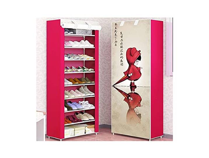 SDGBCXD Tragbarer Kleiderschrank, Organizer-Schuhturmschrank aus Metall for den Eingangsbereich im